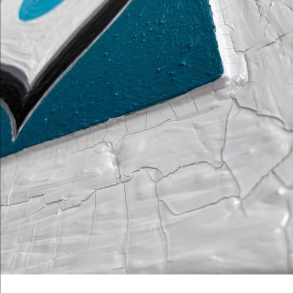 Evil Eye 16x20 Distressed Teal Blue Painting on Stretched Stapled Canvas Custom - Picture 4 of 5